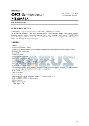 ML60852A datasheet - USB Device Controller