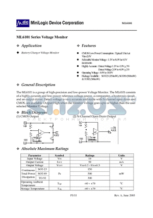 ML6101X222XX datasheet - Voltage Monitor