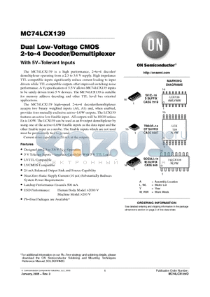 MC74LCX138DR2G datasheet - Dual Low-Voltage CMOS 2-to-4 Decoder/Demultiplexer