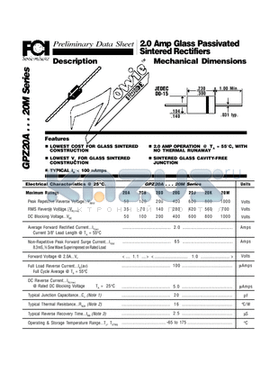 GPZ20M datasheet - 2.0 Amp Glass Passivated Sintered Rectifiers Mechanical Dimensions