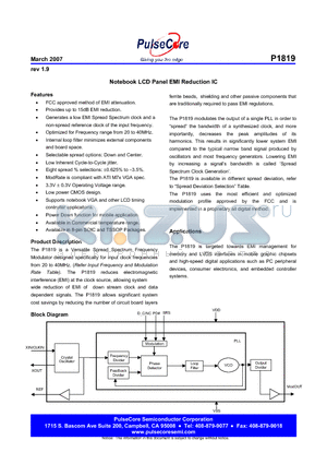 P1819XG-08ST datasheet - Notebook LCD Panel EMI Reduction IC