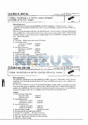 LC3514 datasheet - 1024 WORDS X 4 BITS HIGH-SPEED CMOS STATIC RAM