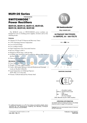 MUR105RLG datasheet - SWITCHMODE Power Rectifiers