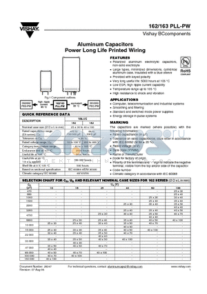 MAL216254333E3 datasheet - Aluminum Capacitors Power Long Life Printed Wiring