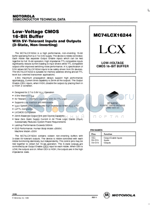 MC74LCX16244DT datasheet - LOW-VOLTAGE CMOS 16-BIT BUFFER