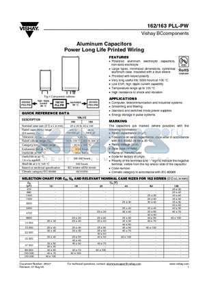 MAL216255103E3 datasheet - Aluminum Capacitors Power Long Life Printed Wiring