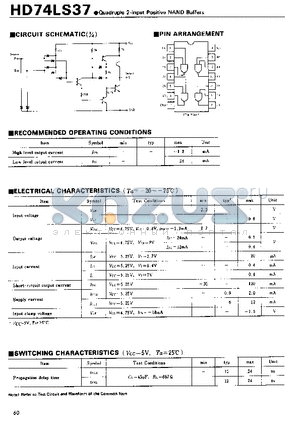 HD74LS37 datasheet - Quadruple 2-input Positive NAND Buffers