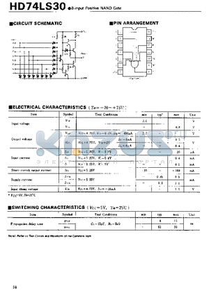 HD74LS30 datasheet - 8-input Positive NAND Gate