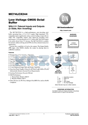 MC74LCX244DTG datasheet - Low-Voltage CMOS Octal Buffer