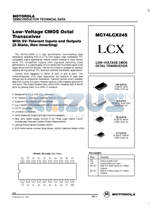 MC74LCX245DT datasheet - LOW-VOLTAGE CMOS OCTAL TRANSCEIVER