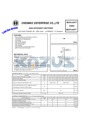 MUR12PT0 datasheet - HIGH EFFICIENCY RECTIFIER