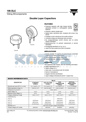 MAL219612473E3 datasheet - Double Layer Capacitors