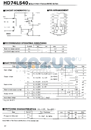 HD74LS40 datasheet - Dual 4-input Positive NAND Buffers