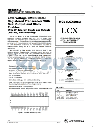 MC74LCX2952DT datasheet - LOW-VOLTAGE CMOS OCTAL REGISTERED TRANSCEIVER
