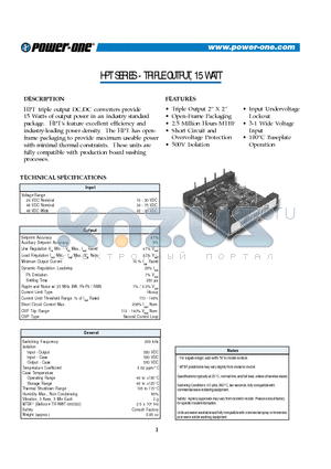 HPT015YEHH-A datasheet - HPT SERIES - TRIPLE OUTPUT, 15 WATT