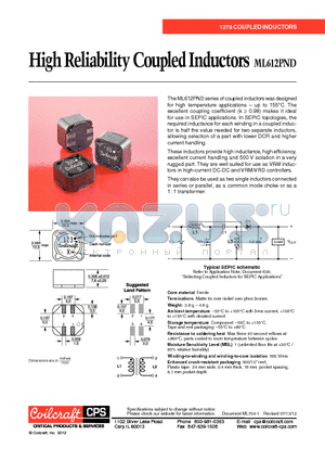 ML612PND123MLZ datasheet - High Reliability Coupled Inductors