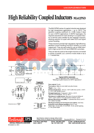 ML612PND394KLZ datasheet - High Reliability Coupled Inductors