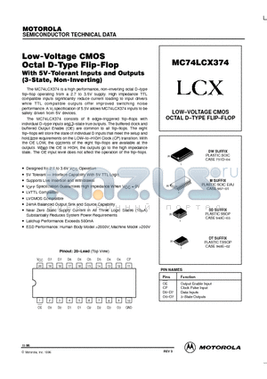 MC74LCX374 datasheet - LOW-VOLTAGE CMOS OCTAL D-TYPE FLIP-FLOP