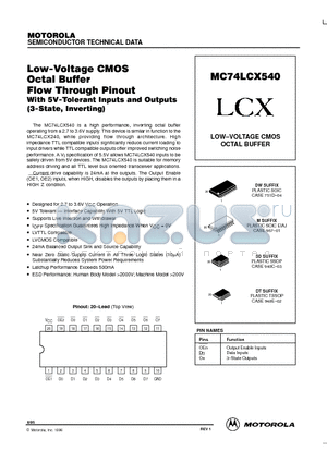 MC74LCX540 datasheet - LOW-VOLTAGE CMOS OCTAL BUFFER