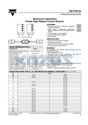 MAL219816151E3 datasheet - Aluminum Capacitors Power High Ripple Current Snap-In