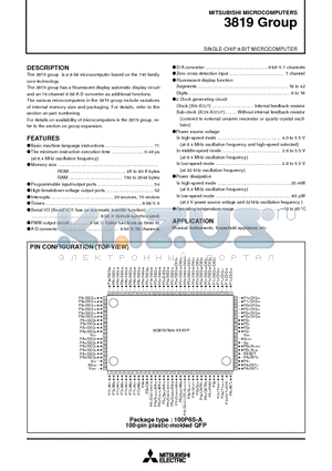 M38190E6-XXXFS datasheet - SINGLE-CHIP 8-BIT CMOS MICROCOMPUTER