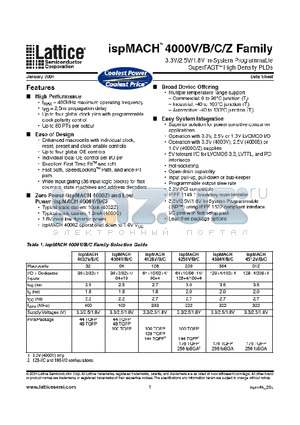 LC4000B datasheet - 3.3V/2.5V/1.8V In-System Programmable SuperFAST High density PDLs