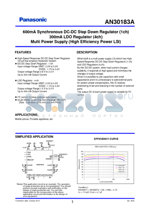GRM185B31A105KE35 datasheet - 600mA Synchronous DC-DC Step Down Regulator (1ch) 300mA LDO Regulator (4ch) Multi Power Supply (High Efficiency Power LSI)