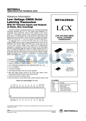 MC74LCX543SD datasheet - LOW-VOLTAGE CMOS OCTAL LATCHING TRANSCEIVER