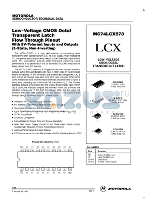 MC74LCX573SD datasheet - LOW-VOLTAGE CMOS OCTAL TRANSPARENT LATCH