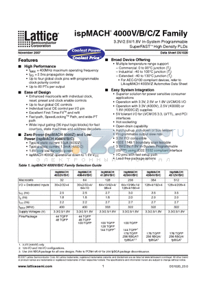 LC4032C-10TN44I datasheet - 3.3V/2.5V/1.8V In-System Programmable SuperFAST High Density PLDs