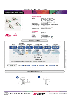 P197EEPATA12BLU datasheet - POWER PUSHBUTTON SERIES