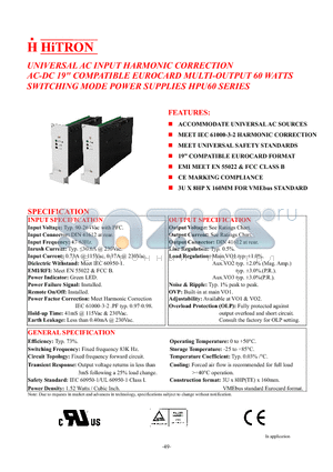 HPU60-30 datasheet - UNIVERSAL AC INPUT HARMONIC CORRECTION AC-DC 19