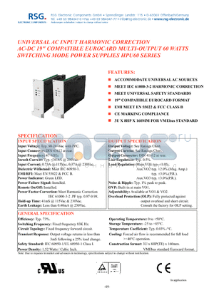 HPU60-S025180 datasheet - ACCOMMODATE UNIVERSAL AC SOURCES