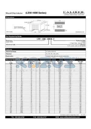 LSW-1008-10NG-B datasheet - Wound Chip Inductor