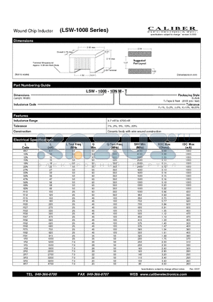 LSW-1008-10NM-B datasheet - Wound Chip Inductor