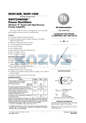 MUR180E datasheet - SWITCHMODE Power Rectifiers