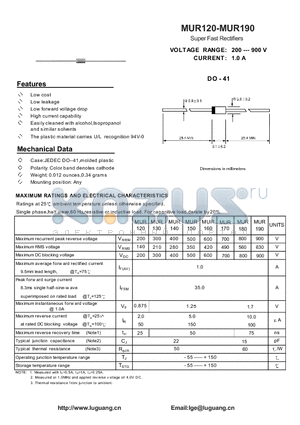 MUR180 datasheet - Super Fast Rectifiers