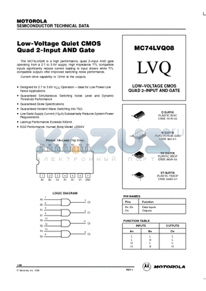 MC74LVQ08SD datasheet - LOW-VOLTAGE CMOS QUAD 2-INPUT AND GATE