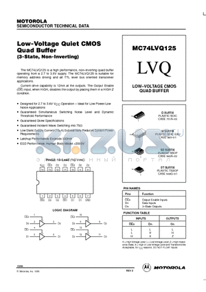 MC74LVQ125 datasheet - LOW-VOLTAGE CMOS QUAD BUFFER