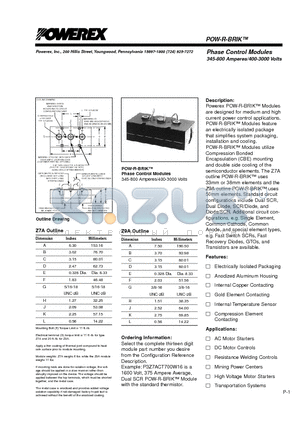 P1Z9AAR900W datasheet - Phase Control Modules (345-800 Amperes/400-3000 Volts)