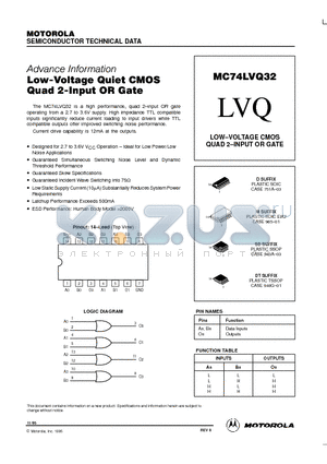 MC74LVQ32DT datasheet - LOW-VOLTAGE CMOS QUAD 2-INPUT OR GATE