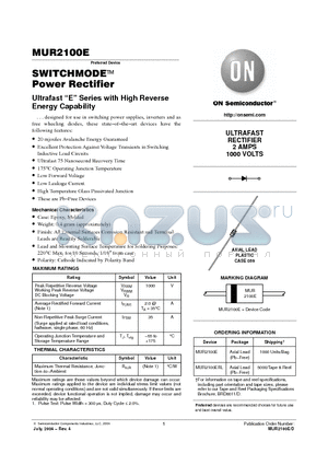 MUR2100D datasheet - Ultrafast E Series with High Reverse Energy Capability