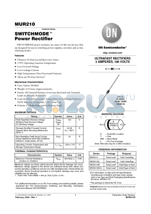 MUR210G datasheet - SWITCHMODE TM Power Rectifier