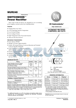 MUR240 datasheet - SWITCHMODE TM Power Rectifier