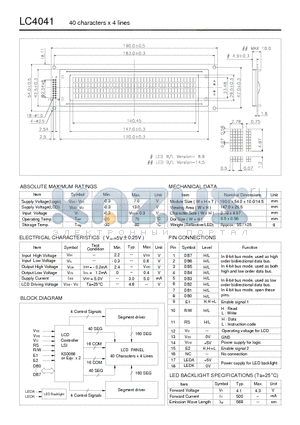 LC4041 datasheet - 40 characters x 4 lines