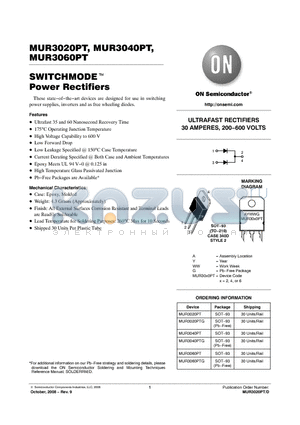MUR3020PT datasheet - SWITCHMODE Power Rectifiers