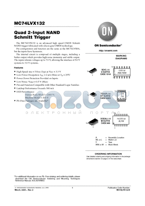 MC74LVX132 datasheet - Quad 2-Input NAND Schmitt Trigger