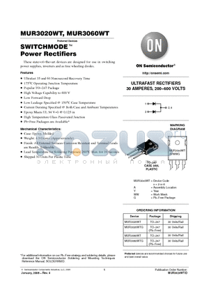 MUR3060WT datasheet - SWITCHMODE Power Rectifiers
