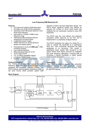 P2010A-08SR datasheet - Low Frequency EMI Reduction IC