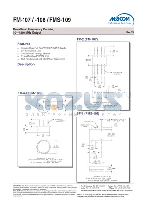 FM-107-PIN datasheet - Broadband Frequency Doubler, 10-4800 MHz Output